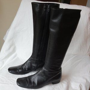 Saks Fifth Avenue Black Leather Flat Boots